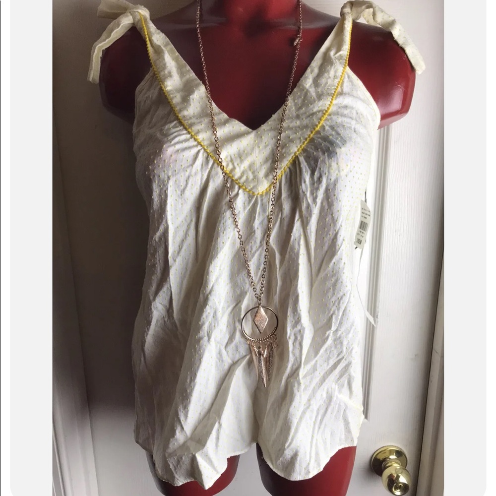 $156 NWT Women’s MINT BRAND -Summer Tank Cami Blouse Top- Lemon Size 4-Dots